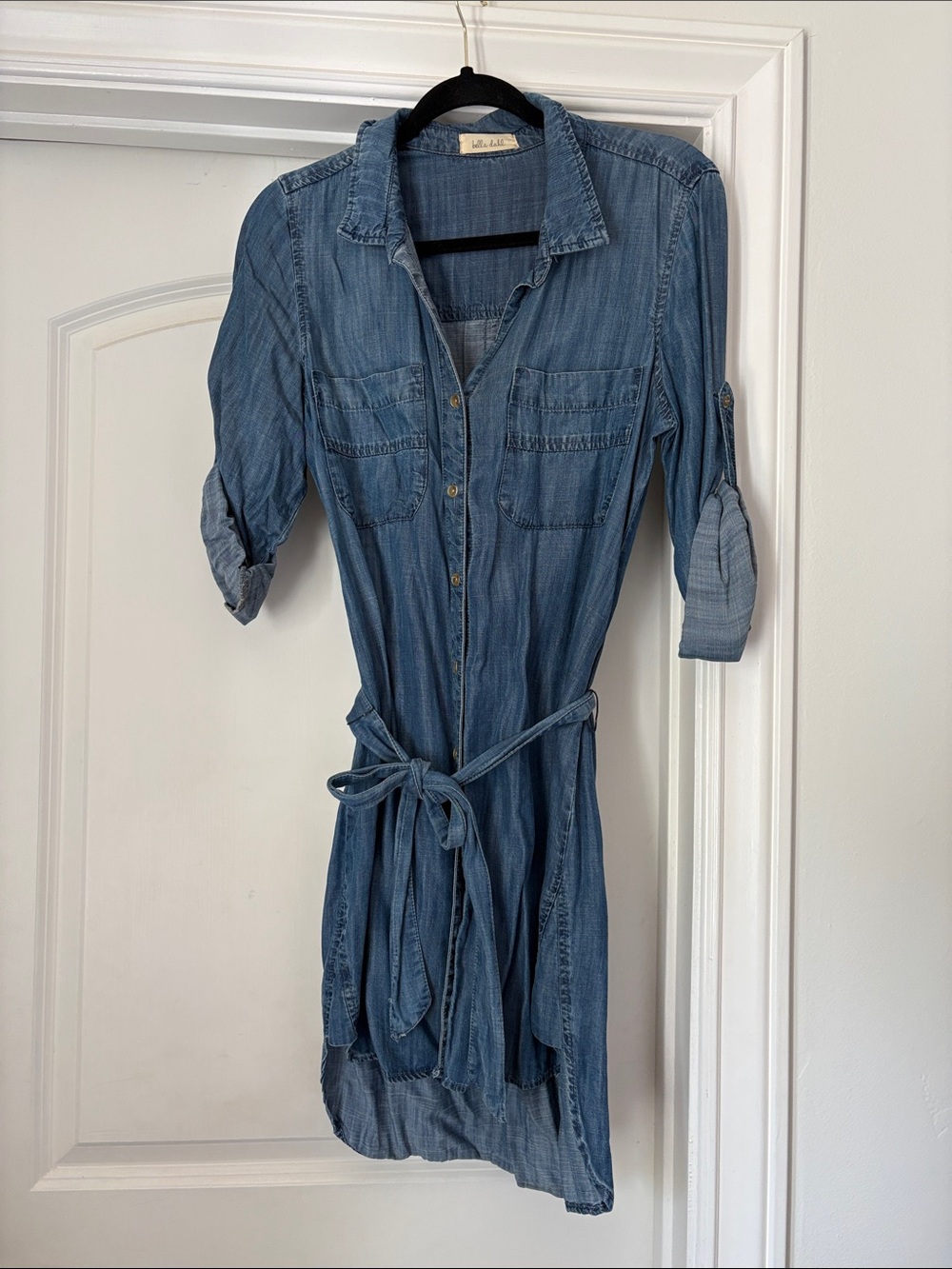 Bella Dahl x Anthropologie Light Blue Chambray Shirt Dress
